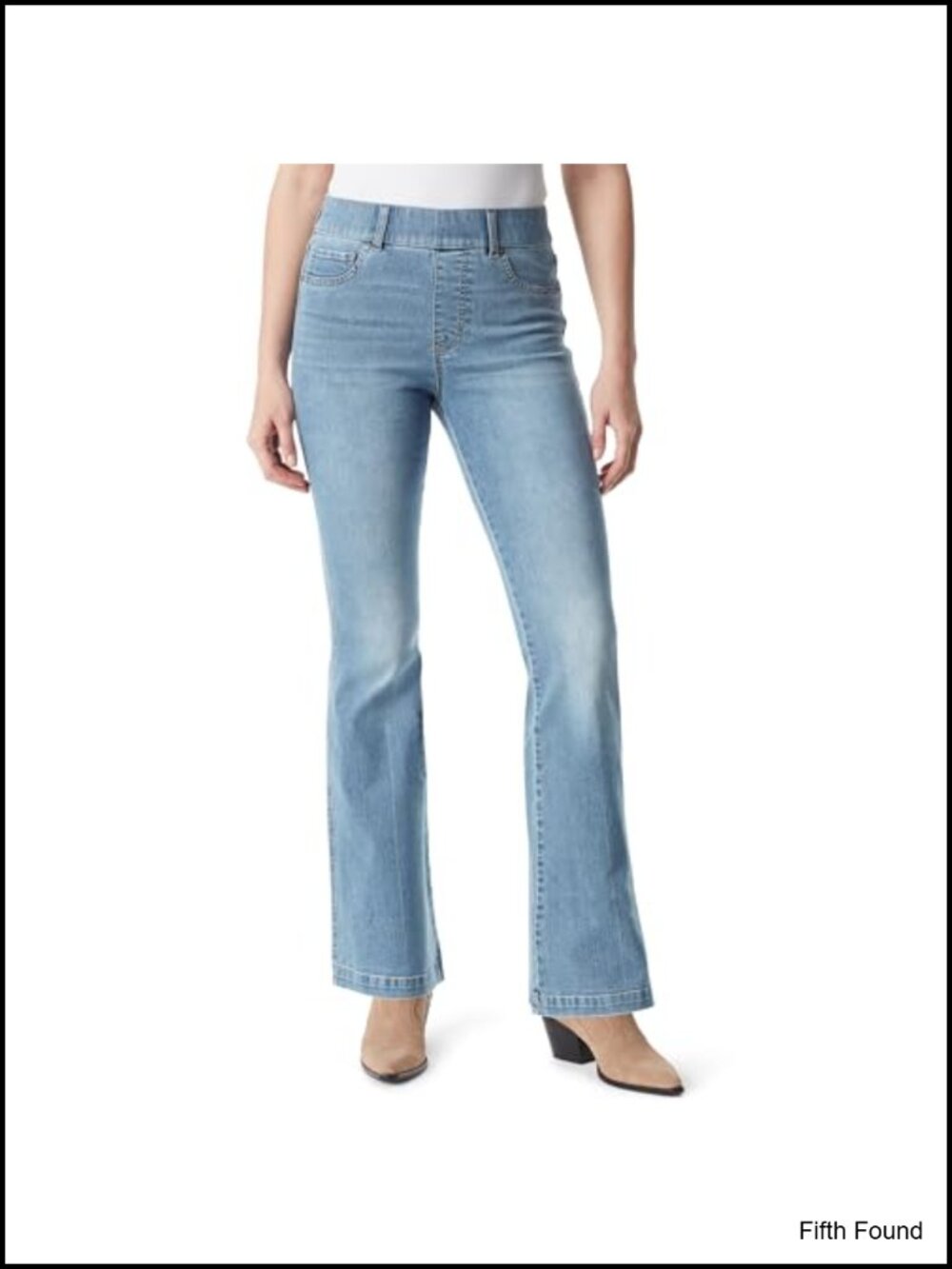 Pull On High Rise Flare Jeans Regular Fit Comfort Waist Denim Pants